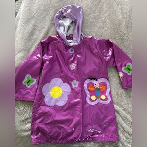 Kidorable waterproof Purple Butterfly and Flower hooded Raincoat